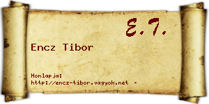 Encz Tibor névjegykártya